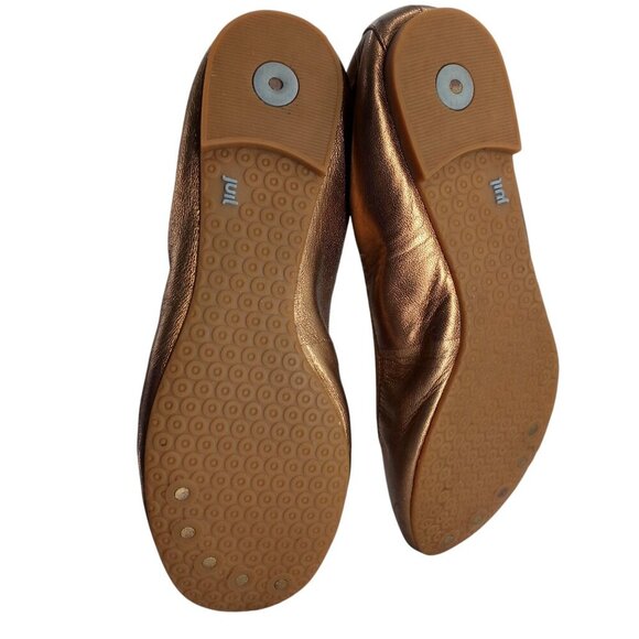 Juil The Flat Gold Bronze Leather Metallic Slip On Ballerina Flats Size 10 - Picture 6 of 14